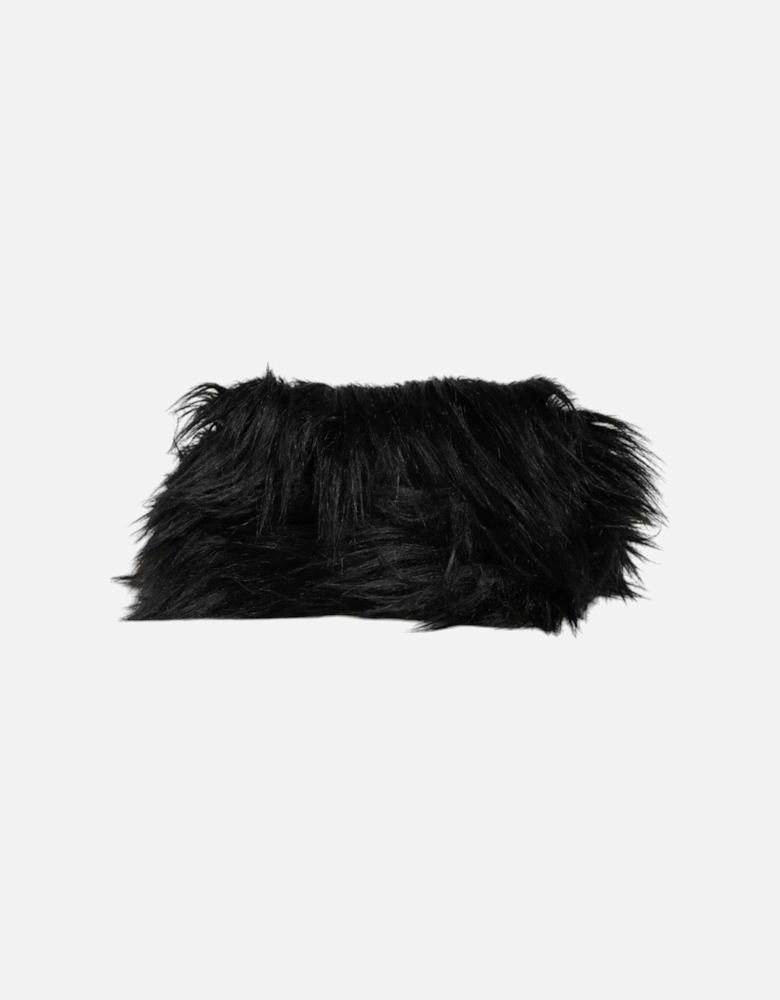 Black Fur Logo Plaque Double Handle Shoulder Bag Women