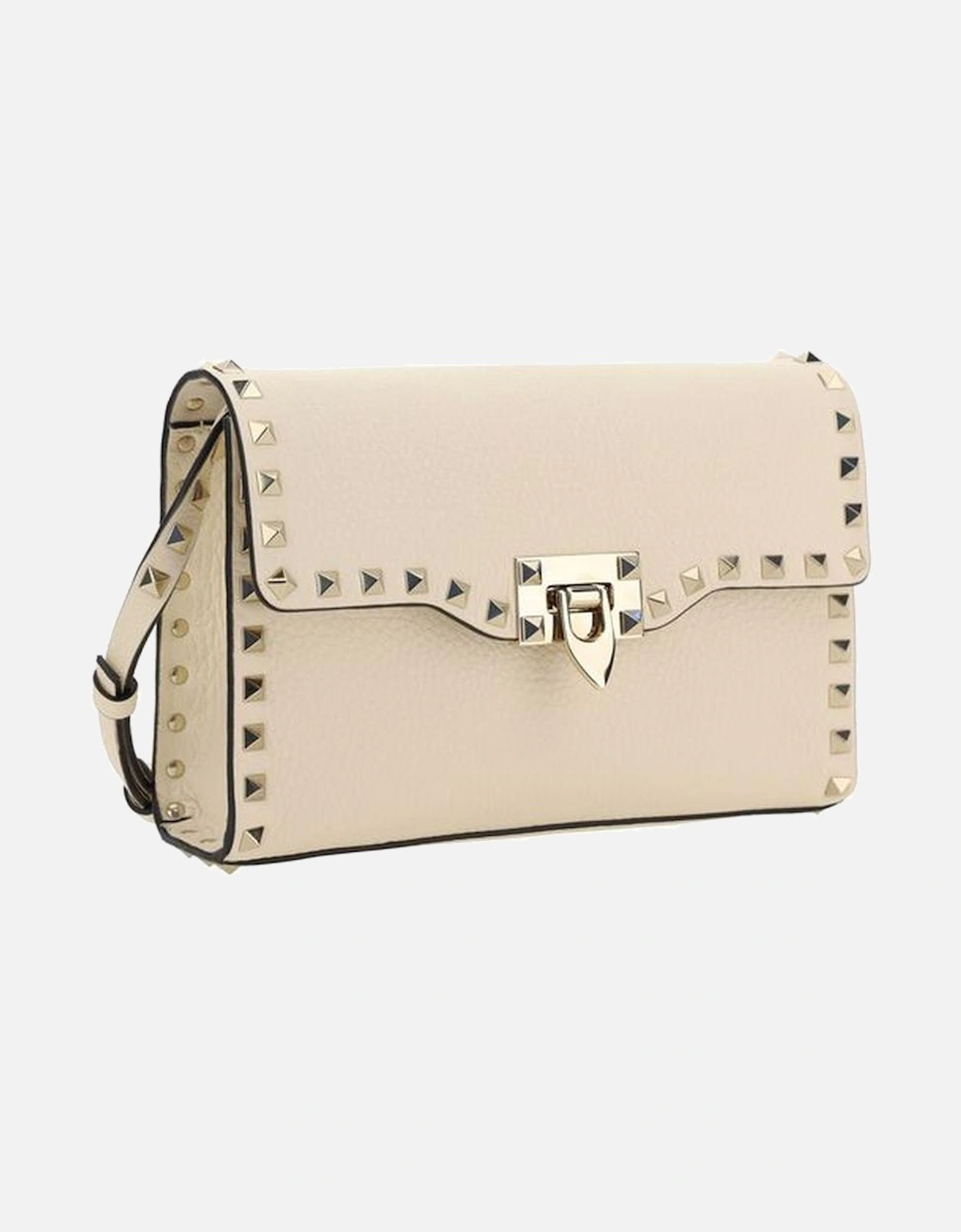 Rockstud Small Leather Shoulder Bag with Chain Strap Women - Cream