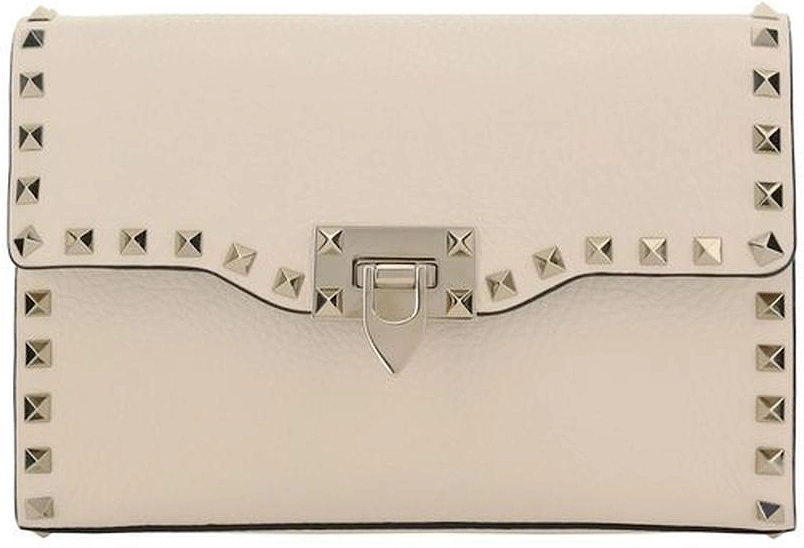 Rockstud Small Leather Shoulder Bag with Chain Strap Women - Cream, 5 of 4