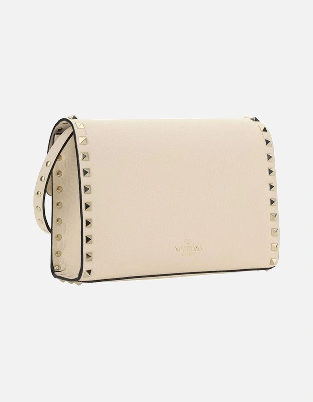 Rockstud Small Leather Shoulder Bag with Chain Strap Women - Cream