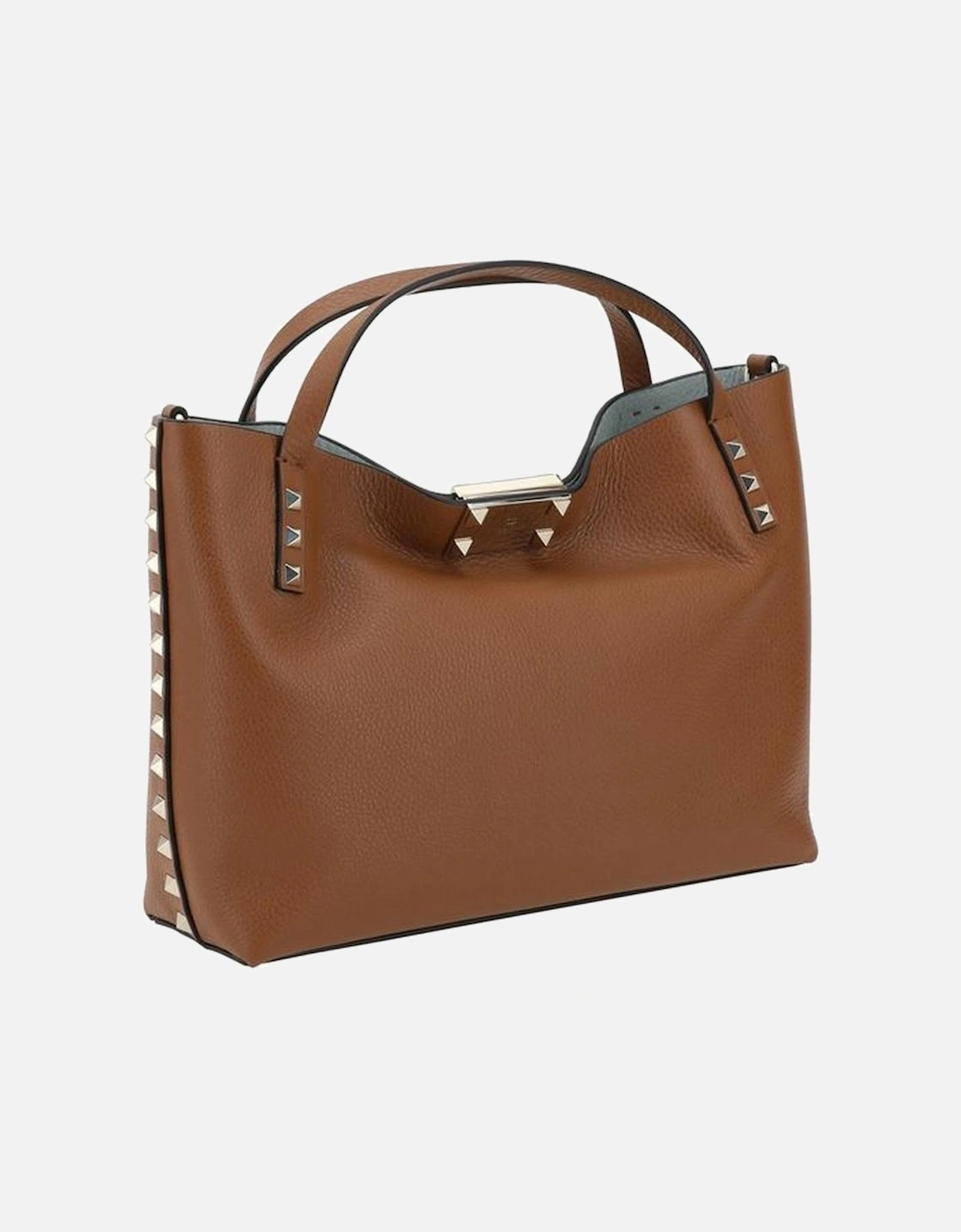 Rockstud Grained Leather Tote Bag Women - Brown Shoulder Bags