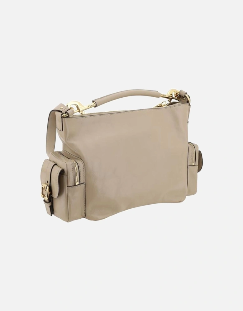 Versatile Leather Camera Handbag with Multiple Pockets Women - Gray