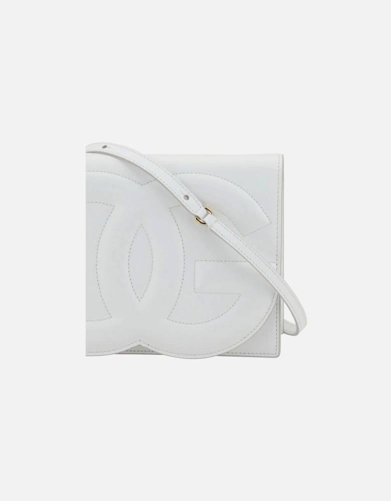 Calfskin Shoulder Bag with Maxi Logo and Magnetic Flap Women - White