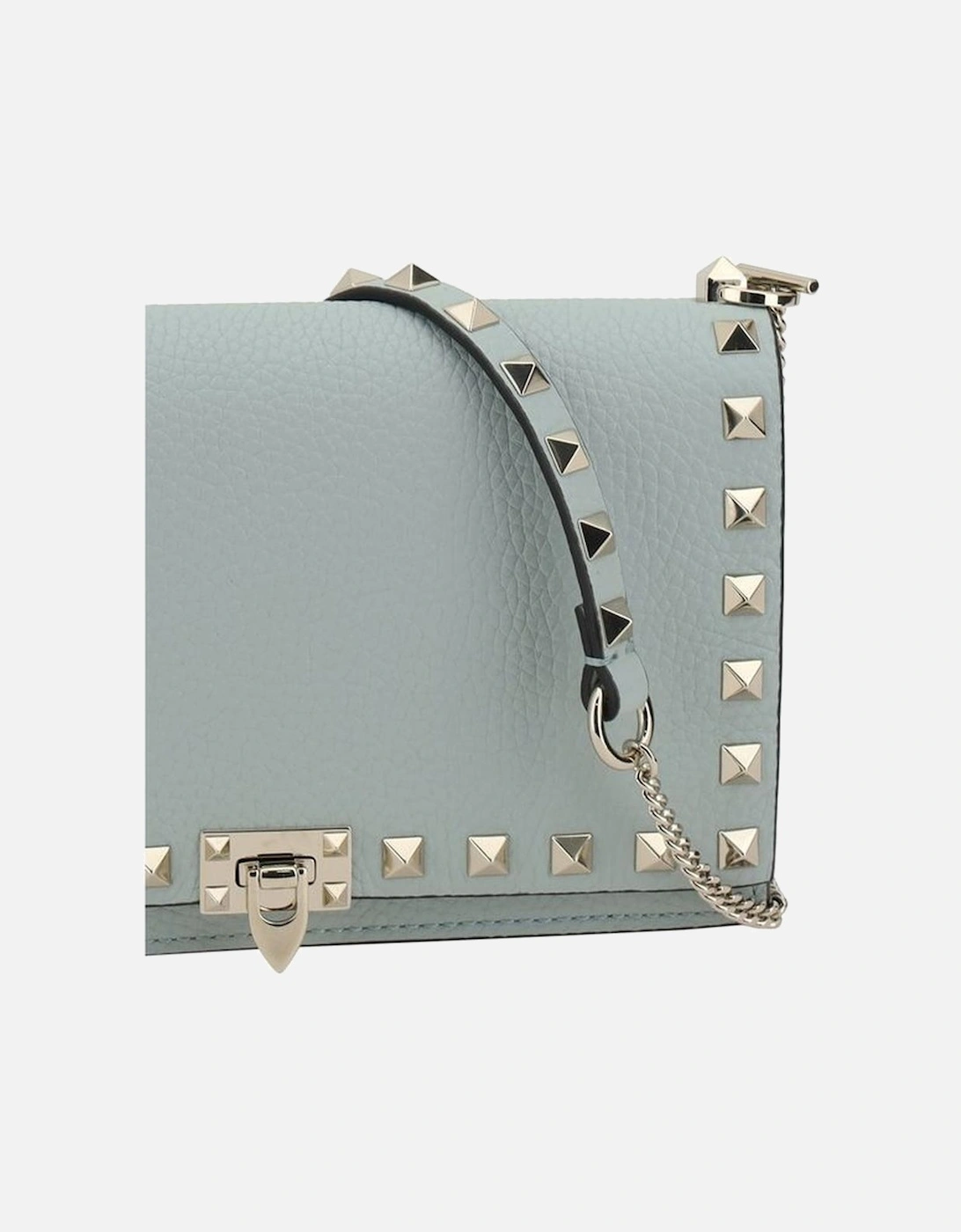 Leather Rockstud Embellished Shoulder Bag Women - Light Blue Wallets