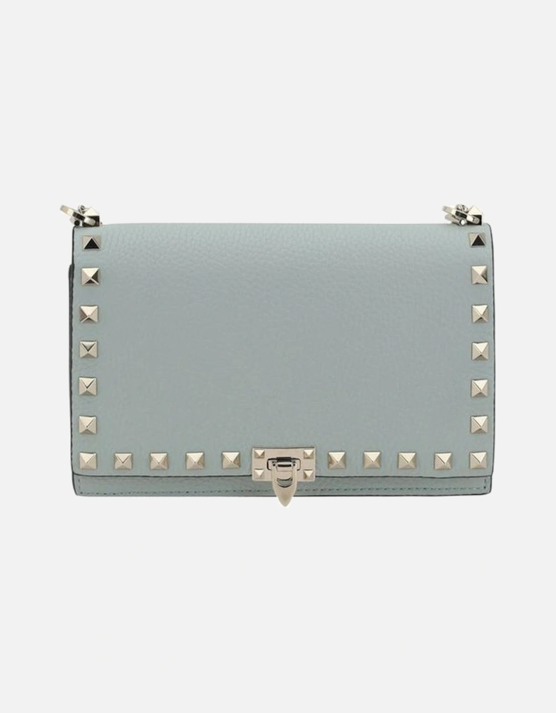 Leather Rockstud Embellished Shoulder Bag Women - Light Blue Wallets