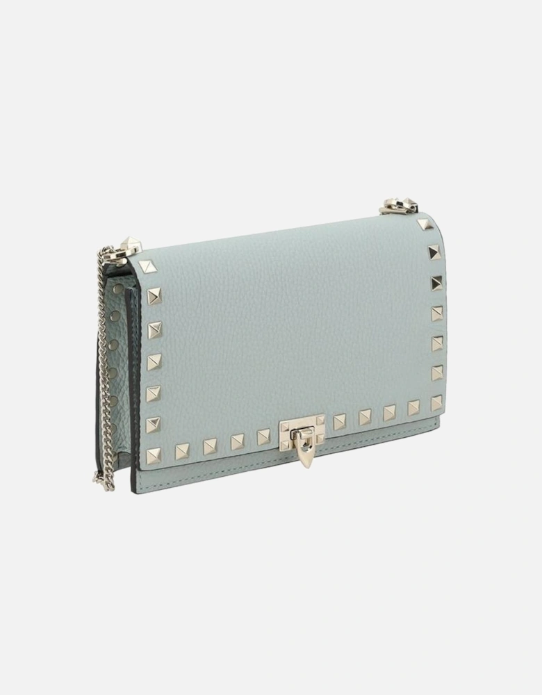 Leather Rockstud Embellished Shoulder Bag Women - Light Blue Wallets