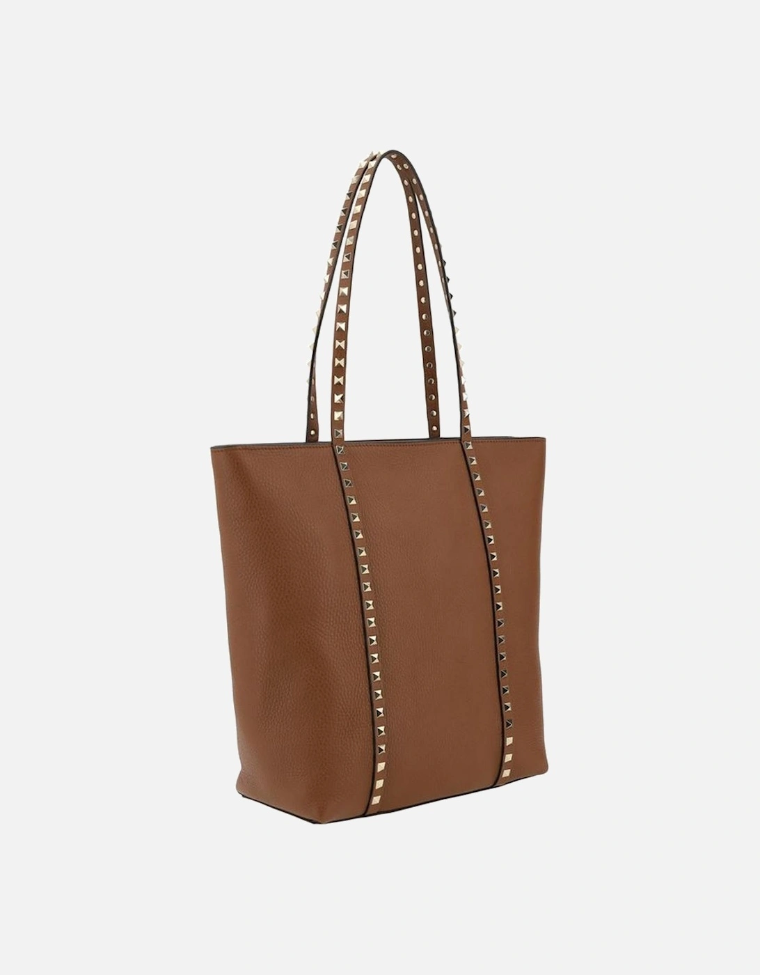 Garnet Leather Tote Bag with Rockstud Detailing Women - Brown Shoulder