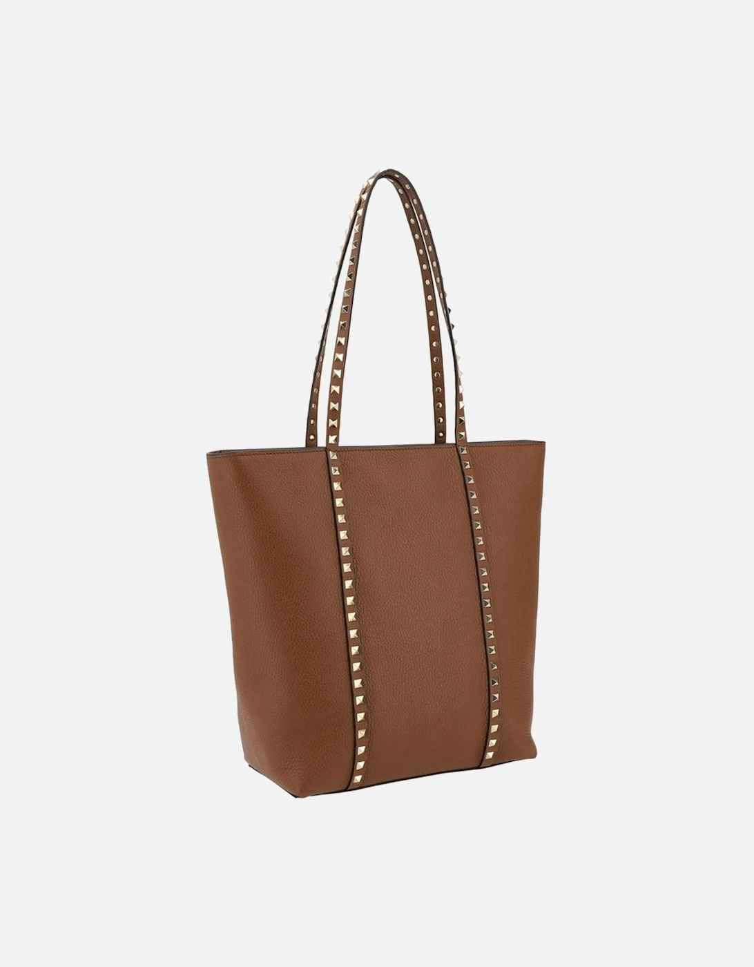 Garnet Leather Tote Bag with Rockstud Detailing Women - Brown Shoulder