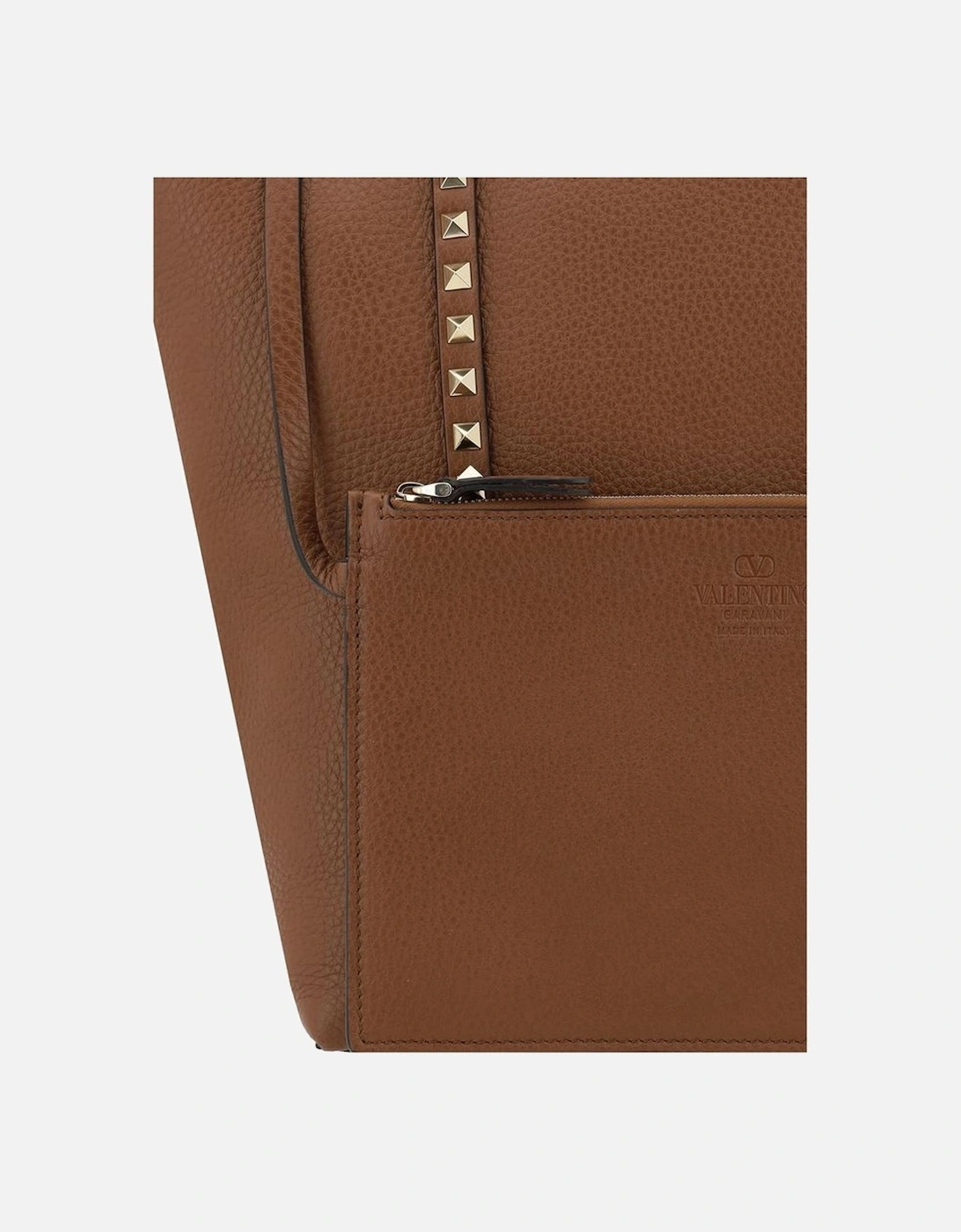 Garnet Leather Tote Bag with Rockstud Detailing Women - Brown Shoulder