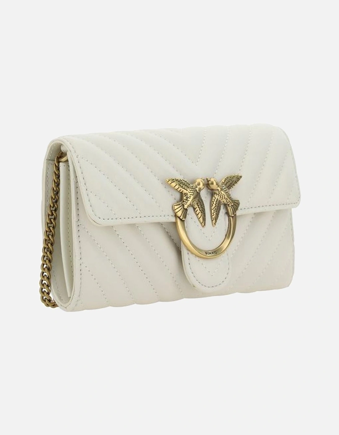 Calfskin Love One Shoulder Wallet with Chain Strap Women - White