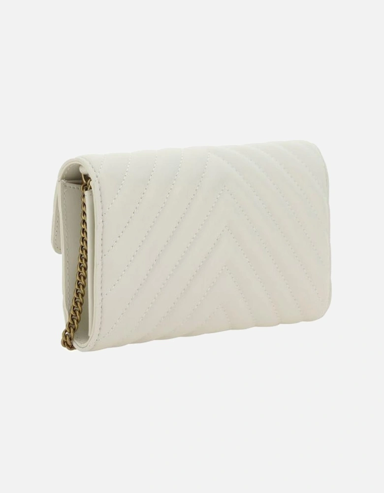 Calfskin Love One Shoulder Wallet with Chain Strap Women - White