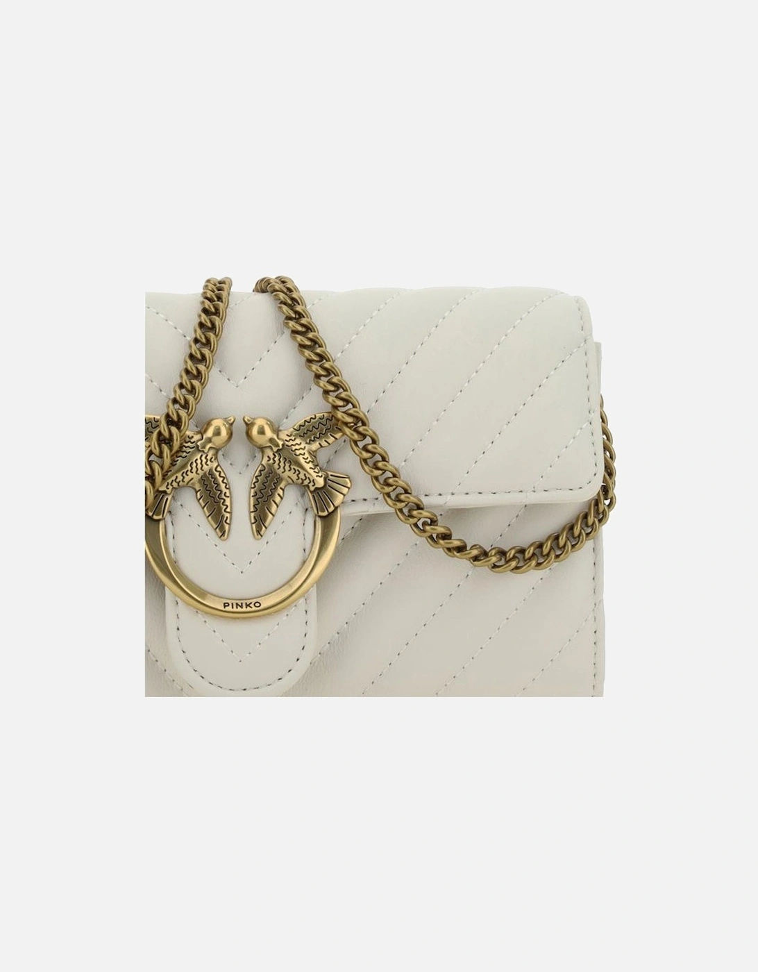 Calfskin Love One Shoulder Wallet with Chain Strap Women - White