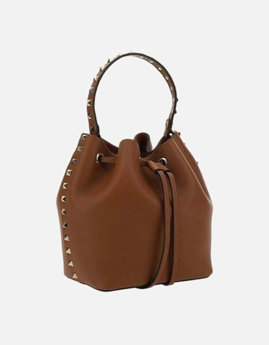 Drawstring Bucket Bag with Studded Handle Women - Brown Messenger Bags