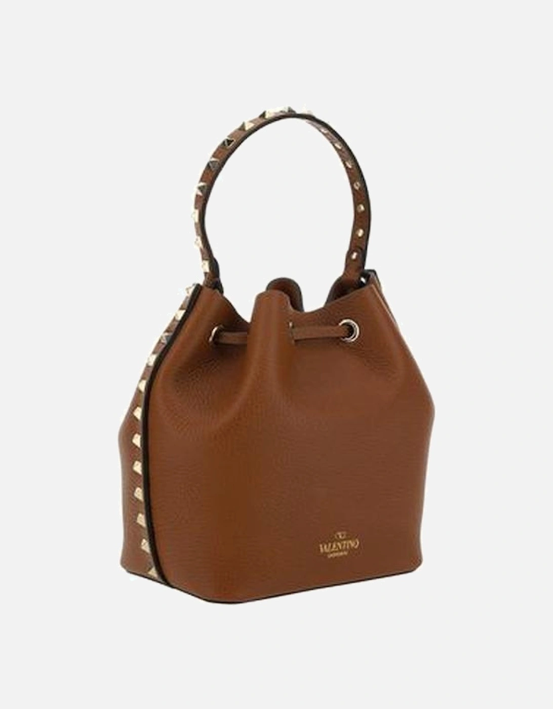 Drawstring Bucket Bag with Studded Handle Women - Brown Messenger Bags