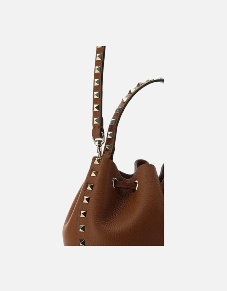 Drawstring Bucket Bag with Studded Handle Women - Brown Messenger Bags