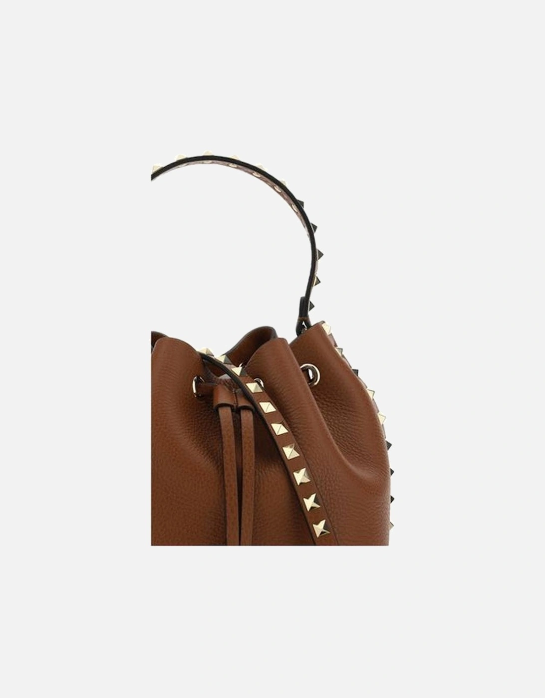 Drawstring Bucket Bag with Studded Handle Women - Brown Messenger Bags