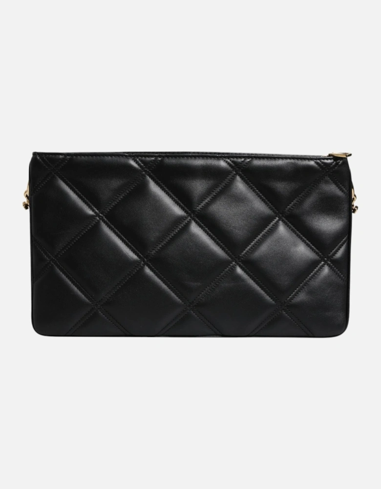 Leather Shoulder Bag with Gold-Tone Hardware Women - Black