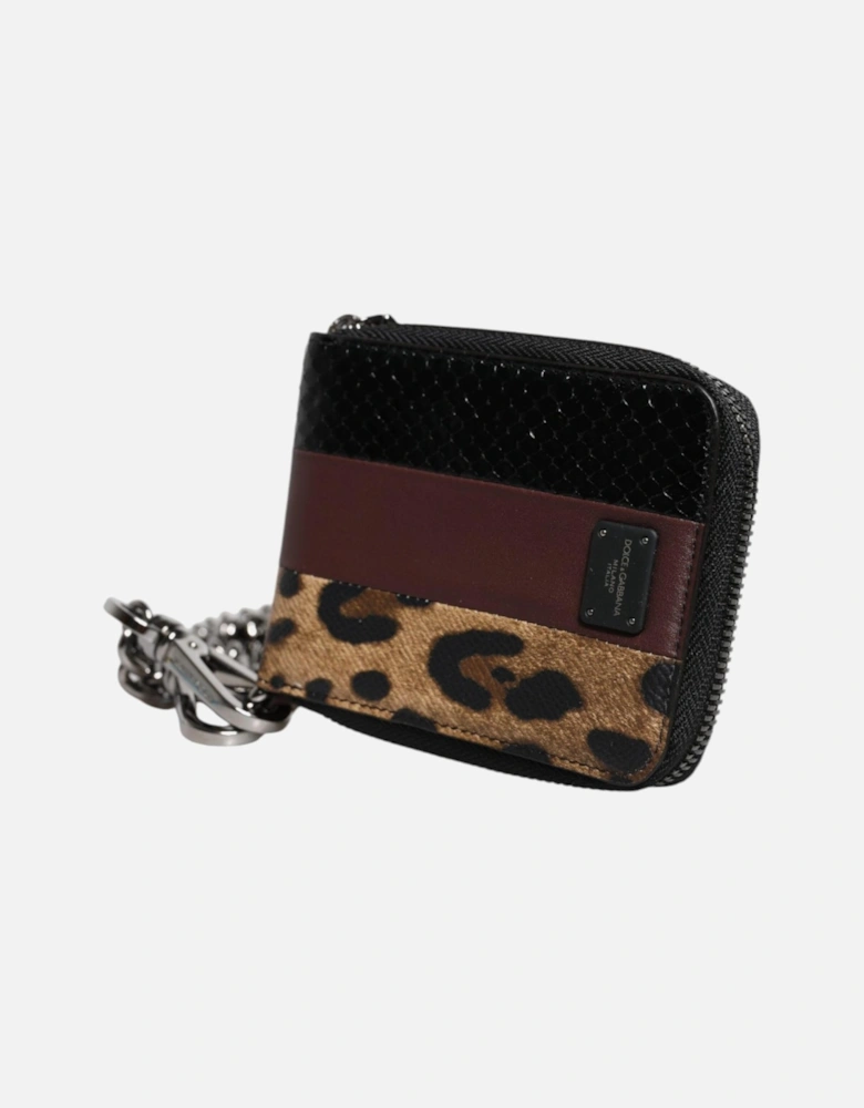 Leather Cardholder with Logo Plaque and Card Slots Women - Multicolor