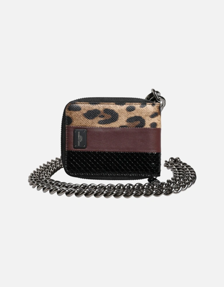 Leather Cardholder with Logo Plaque and Card Slots Women - Multicolor