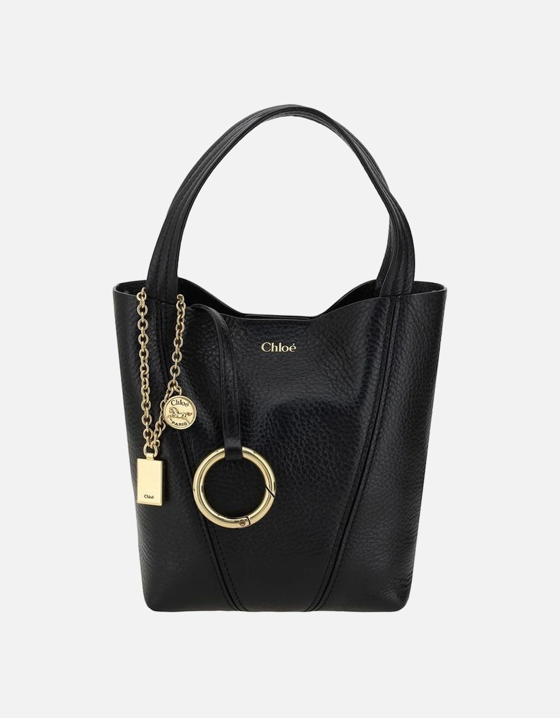 Leather Spin Shoulder Bag with Top Handles Women - Black, 5 of 4