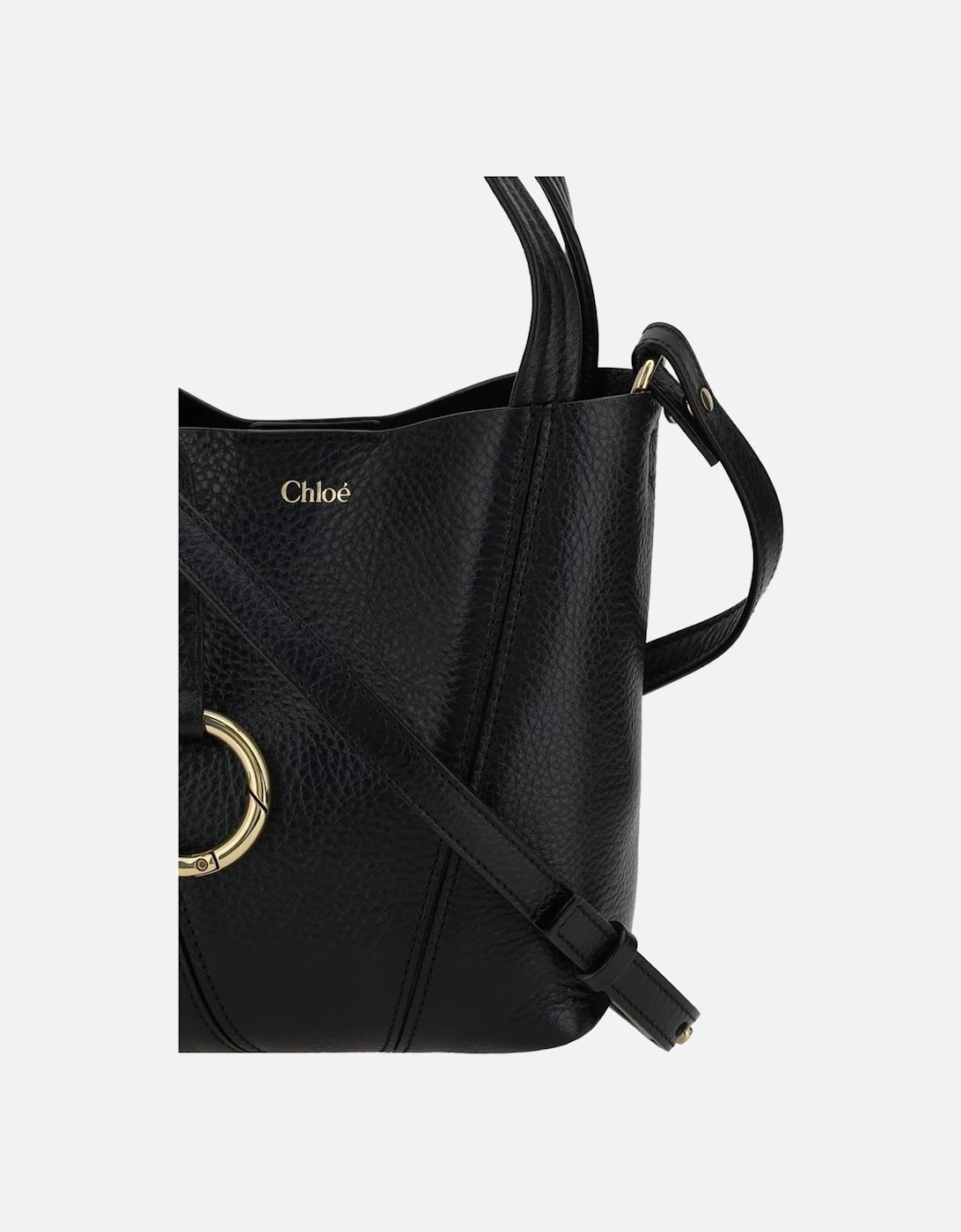 Leather Spin Shoulder Bag with Top Handles Women - Black