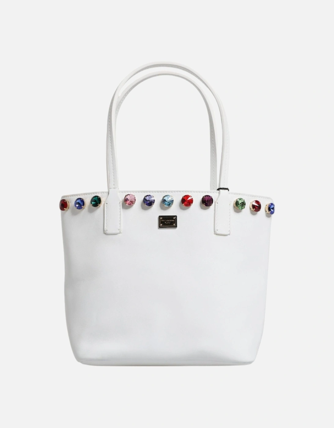 Leather Shoulder Tote Bag with Gold-Tone Hardware Women - White, 6 of 5