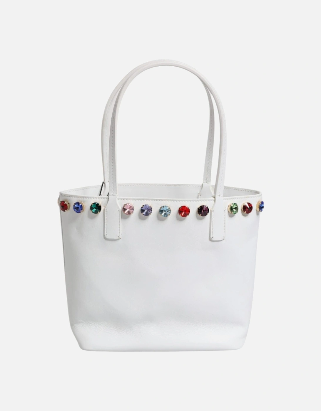 Leather Shoulder Tote Bag with Gold-Tone Hardware Women - White