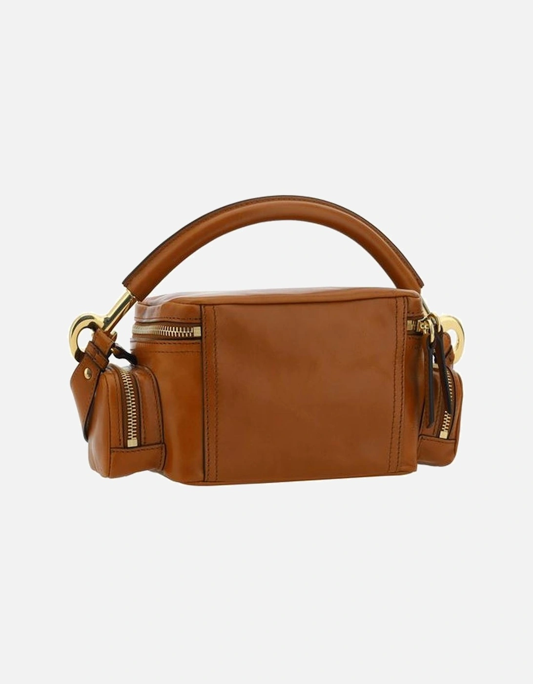 Leather Camera Handbag with Multiple Pockets Women - Brown