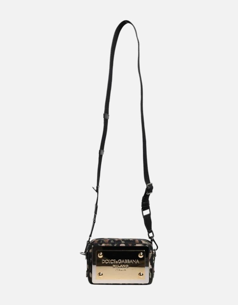 Leather Canvas Crossbody Bag with Gold Hardware Women - Multicolor