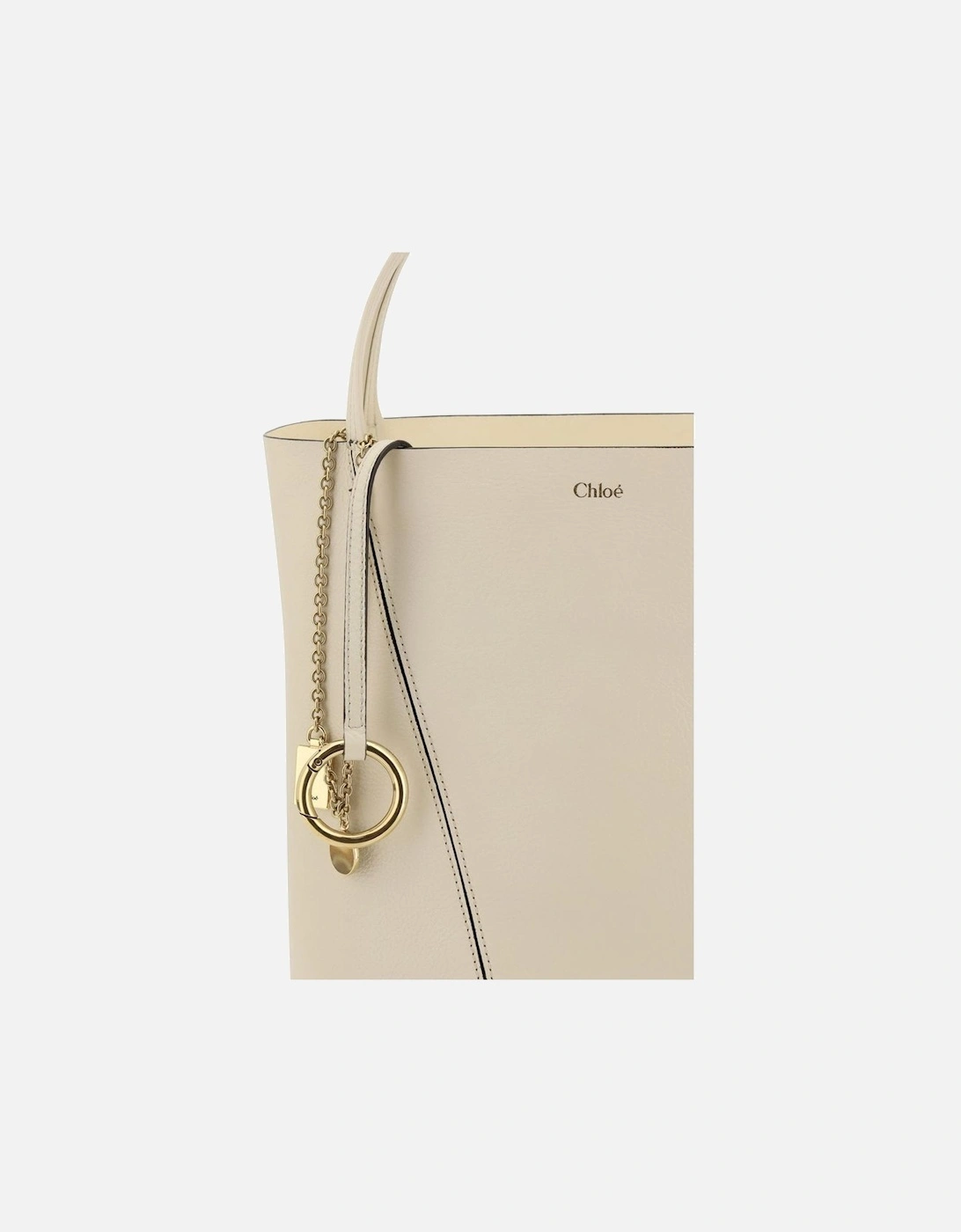 Grained Leather Shoulder Bag with Monogram Detailing Women - Cream