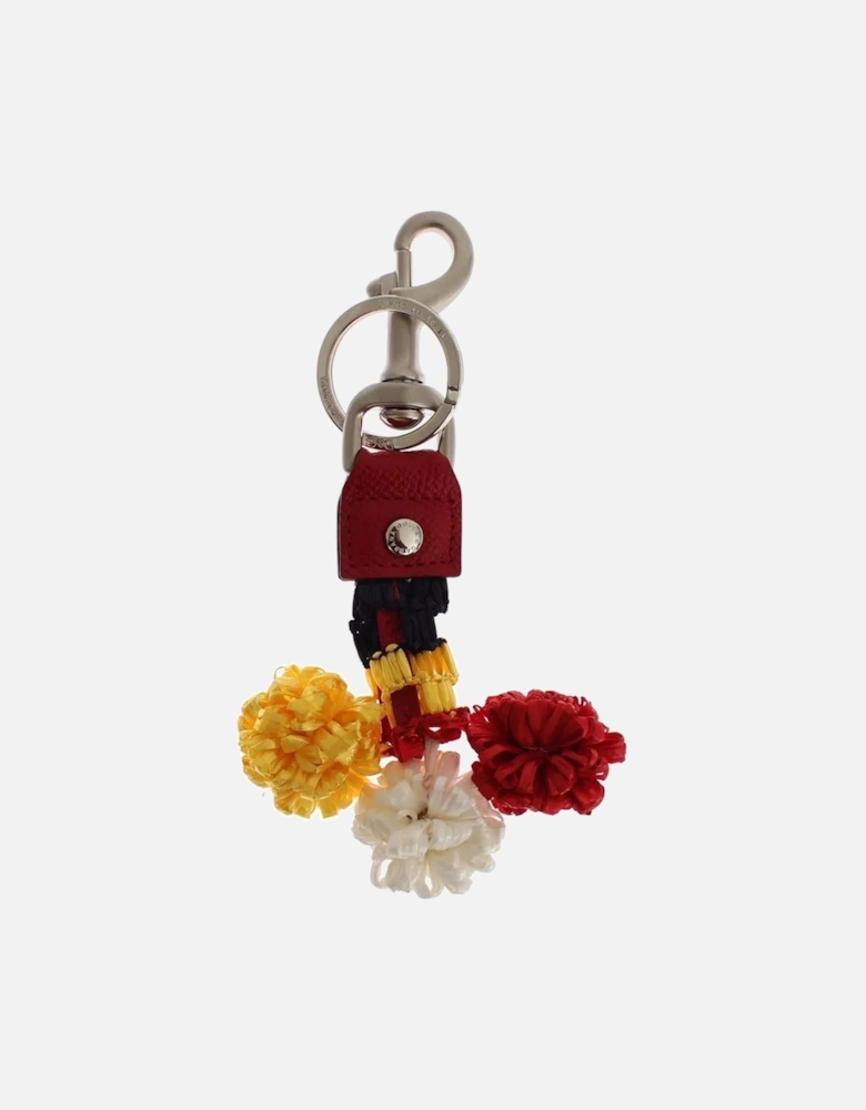 SICILY Raffia Keychain with Silver Metal Detailing Women - Multicolor