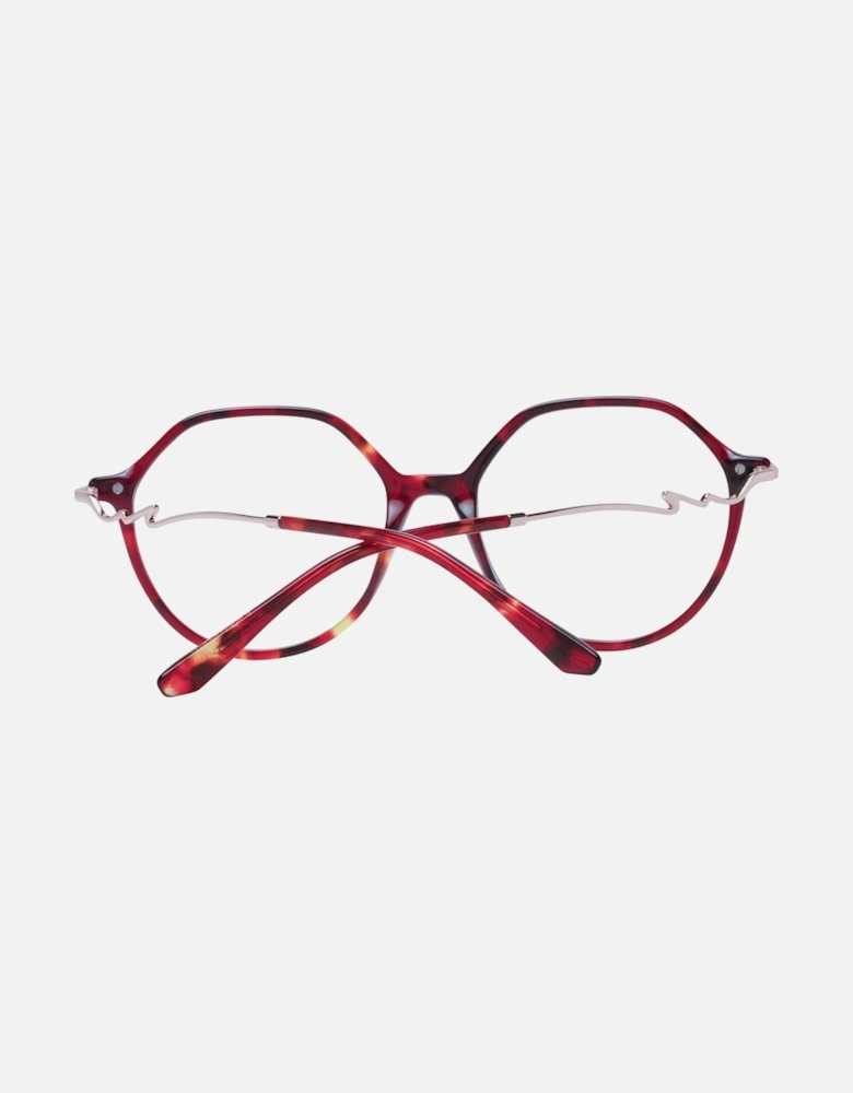 Red Round Acetate Glasses with Demo Lenses - Full Rim Women Frames