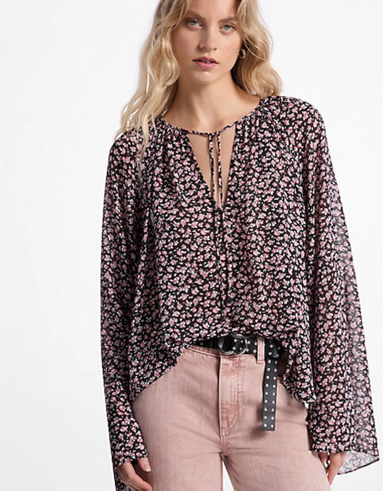 Floral Georgette Flared Sleeve Blouse