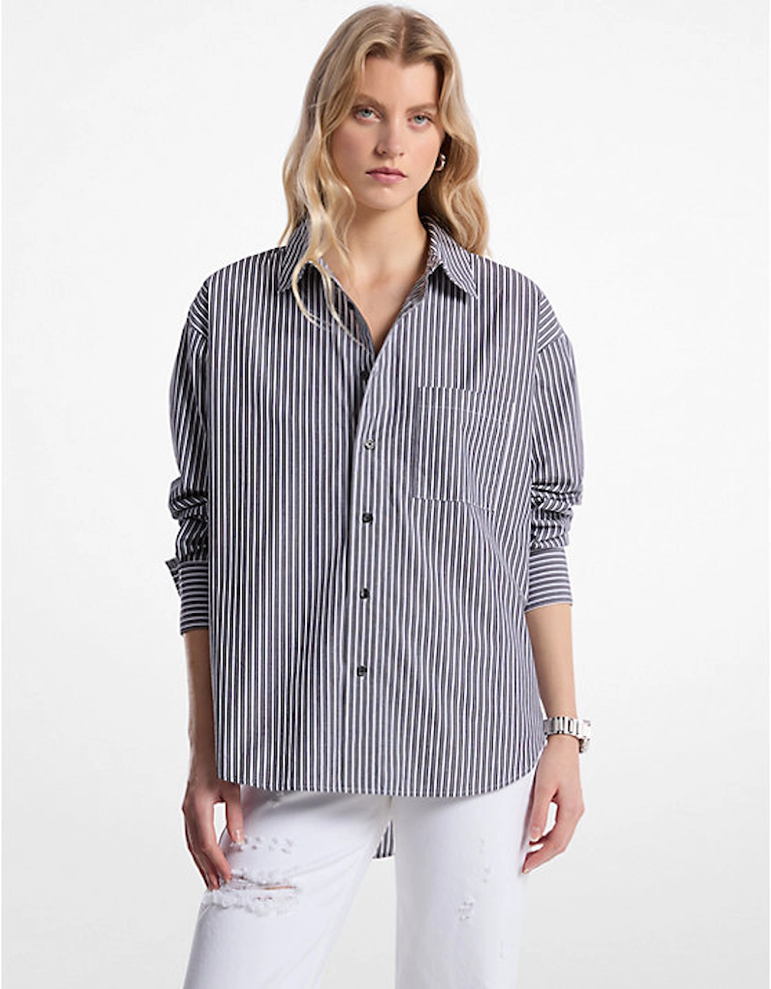 Oversized Striped Cotton Poplin Shirt, 2 of 1