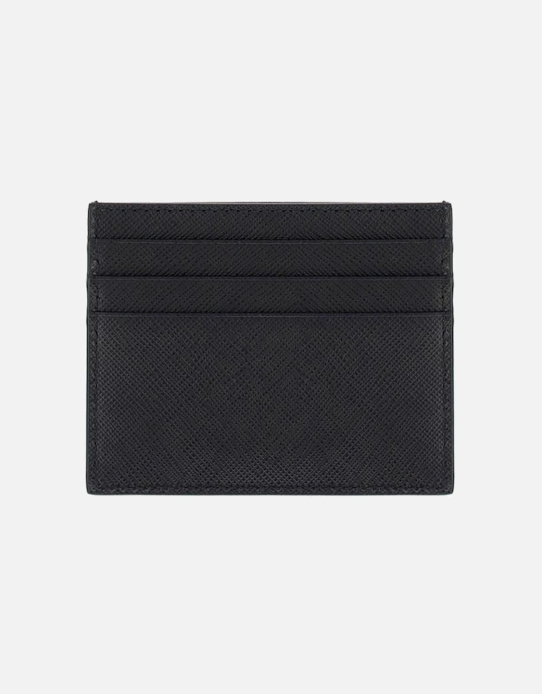 Grained Calfskin Card Holder with Logo Plaque Women - Black Wallets