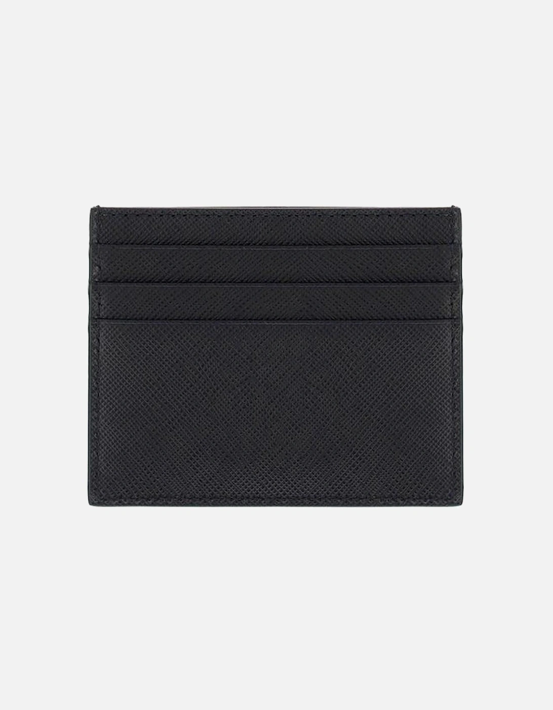 Grained Calfskin Card Holder with Logo Plaque Women - Black Wallets