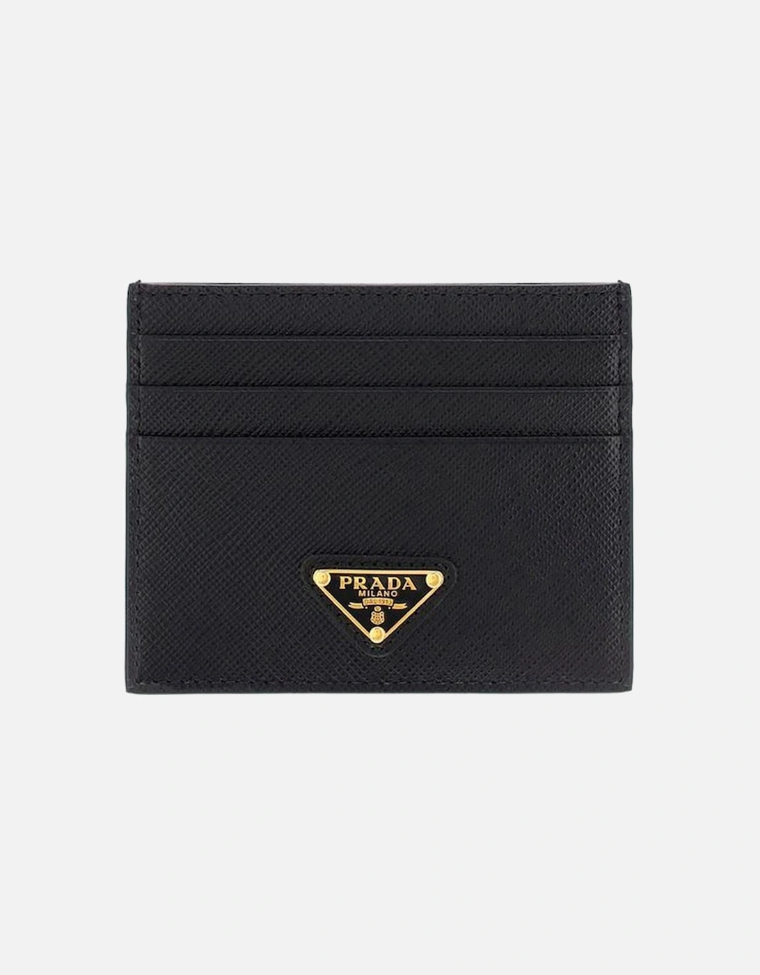 Grained Calfskin Card Holder with Logo Plaque Women - Black Wallets, 3 of 2