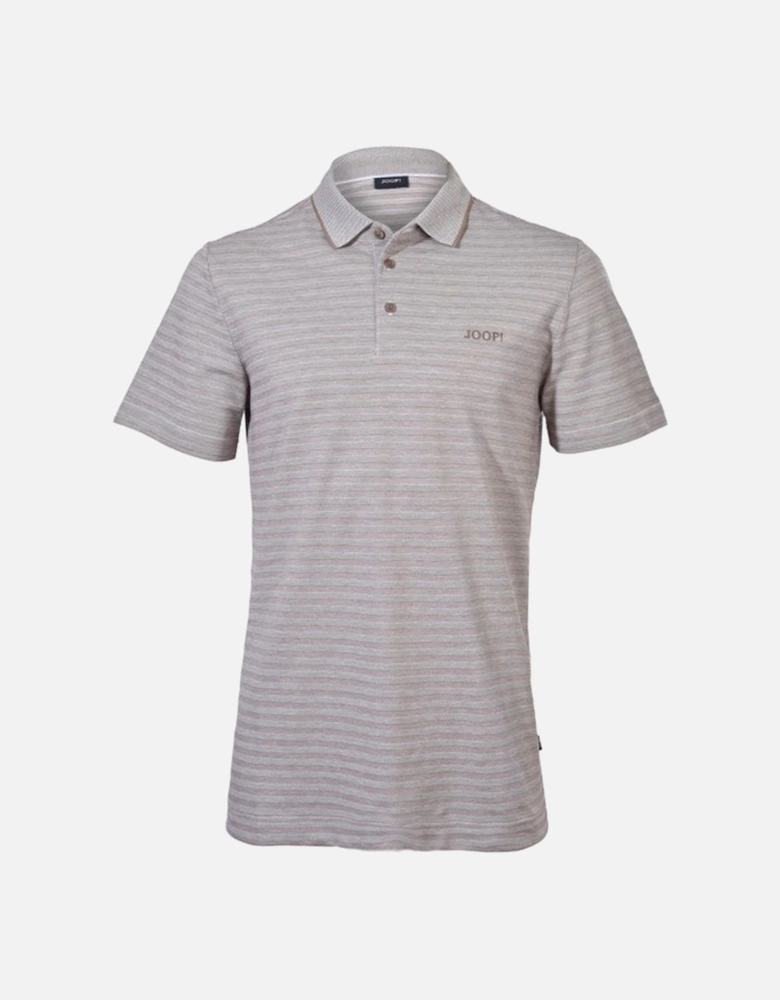 Shadow Stripe Pima Cotton Jersey Polo Shirt, Heather Beige