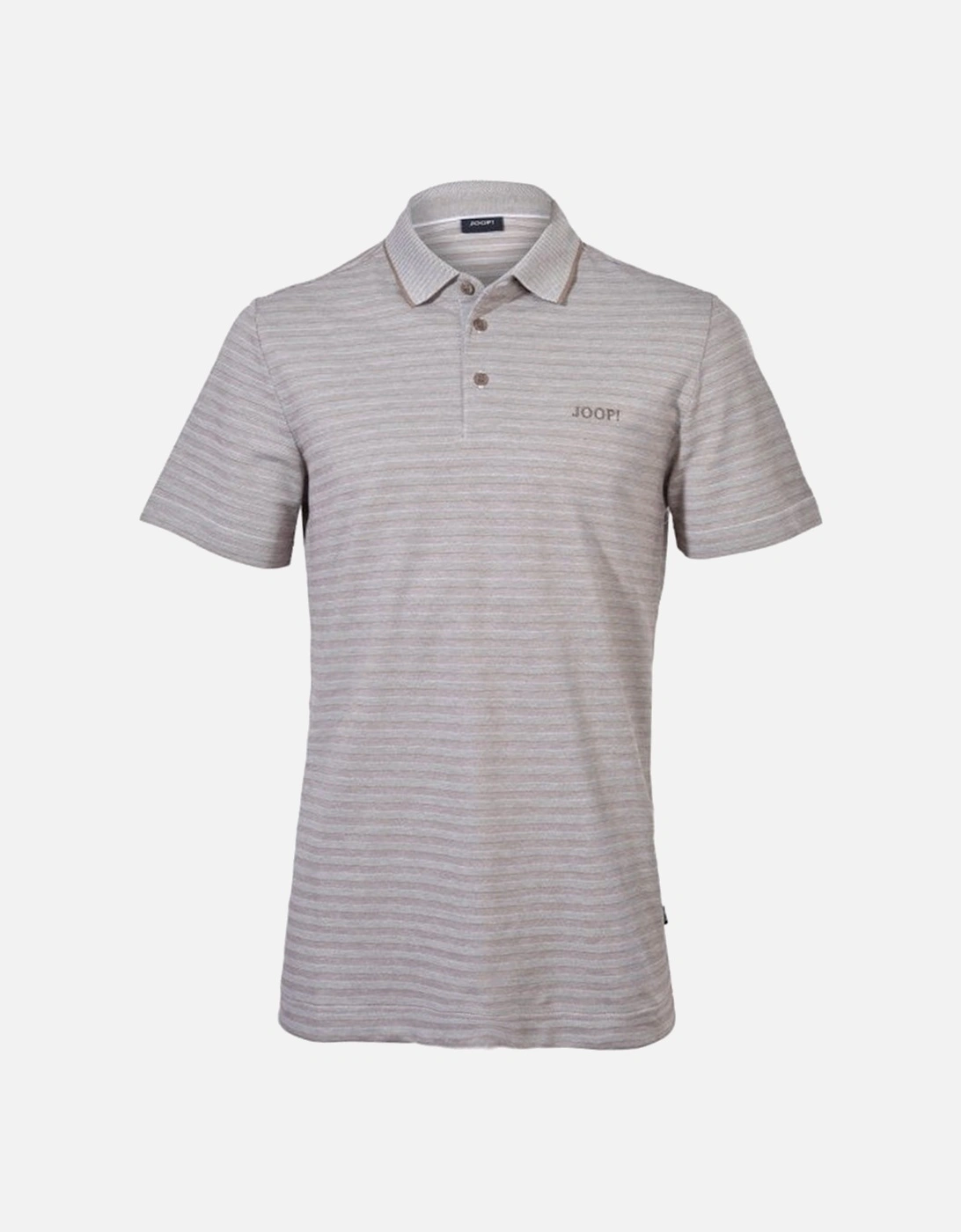 Shadow Stripe Pima Cotton Jersey Polo Shirt, Heather Beige, 5 of 4