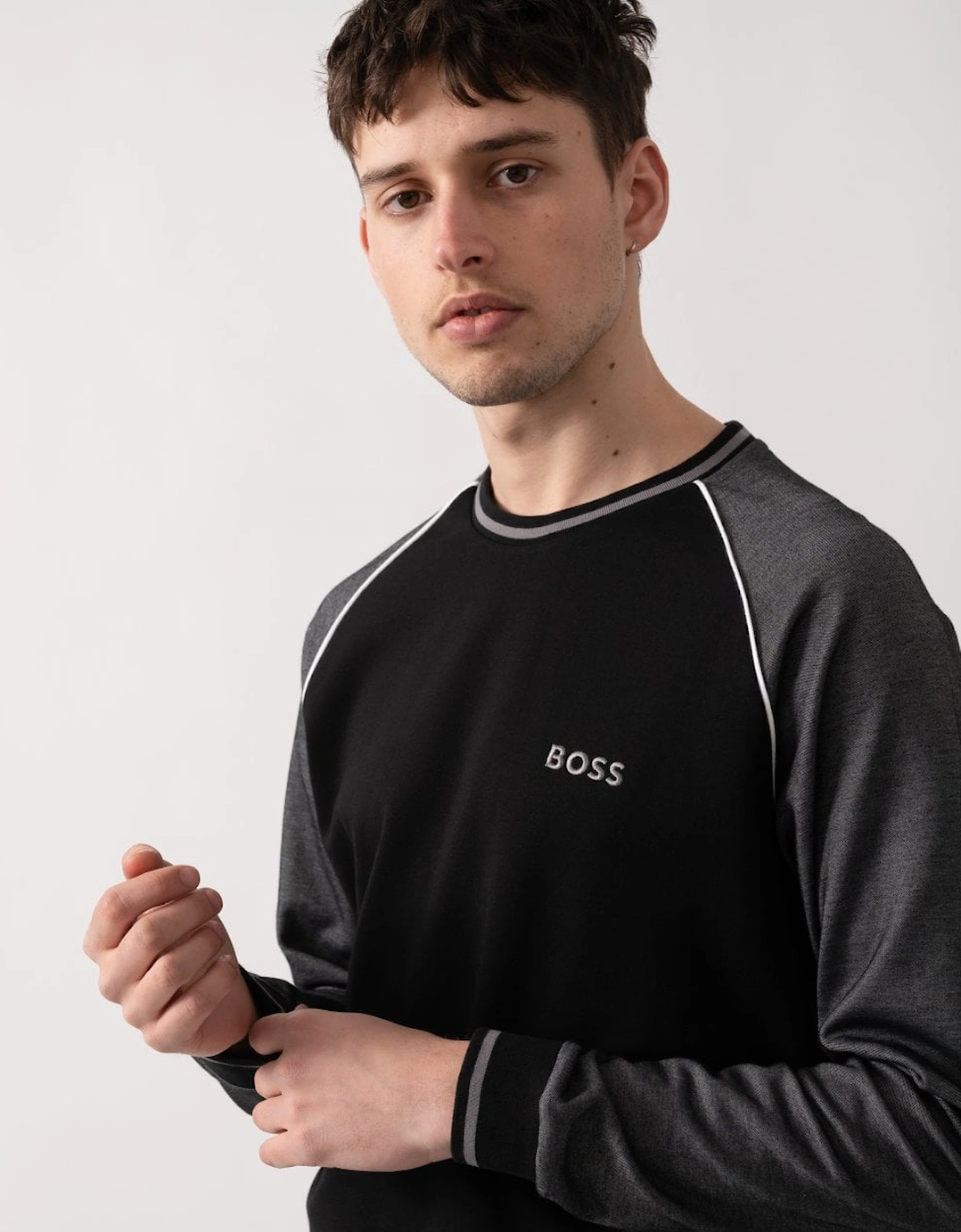 BOSS Orange Mens Loungewear Tracksuit Sweatshirt With Contrast Piping