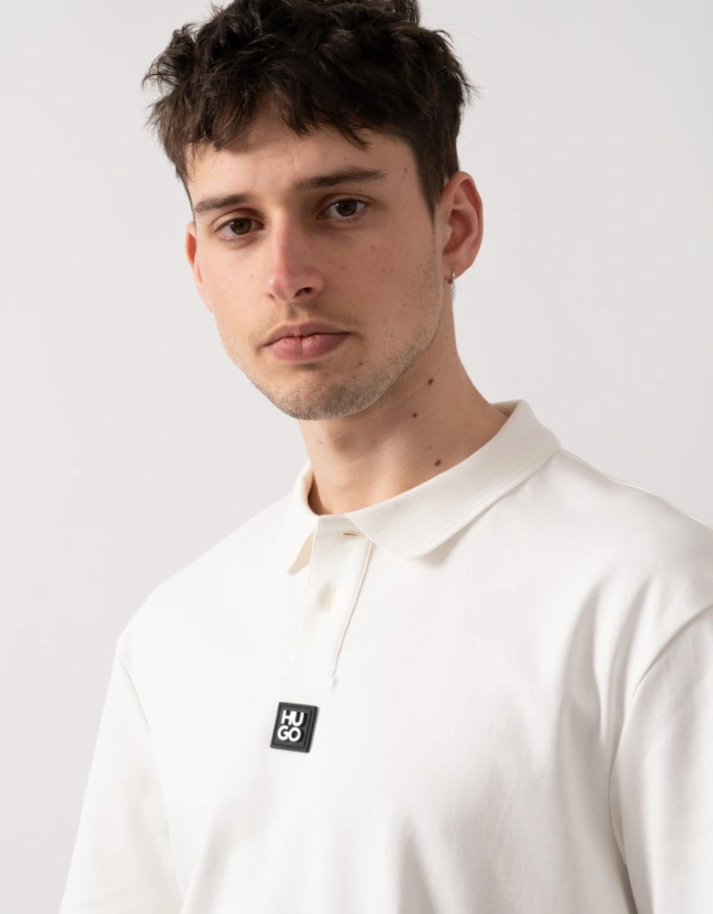 HUGO Deabono Mens Interlock Cotton Polo Shirt with Stacked Logo