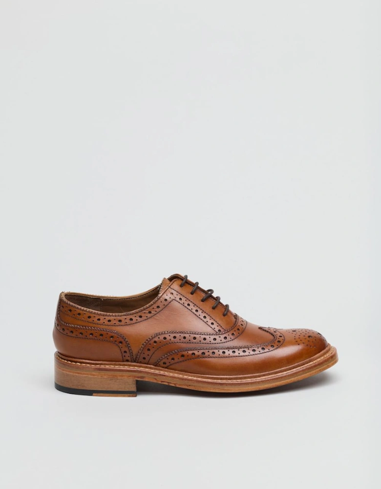 Sugarman Brogue Leather Men's Tan Lace-Up Shoes