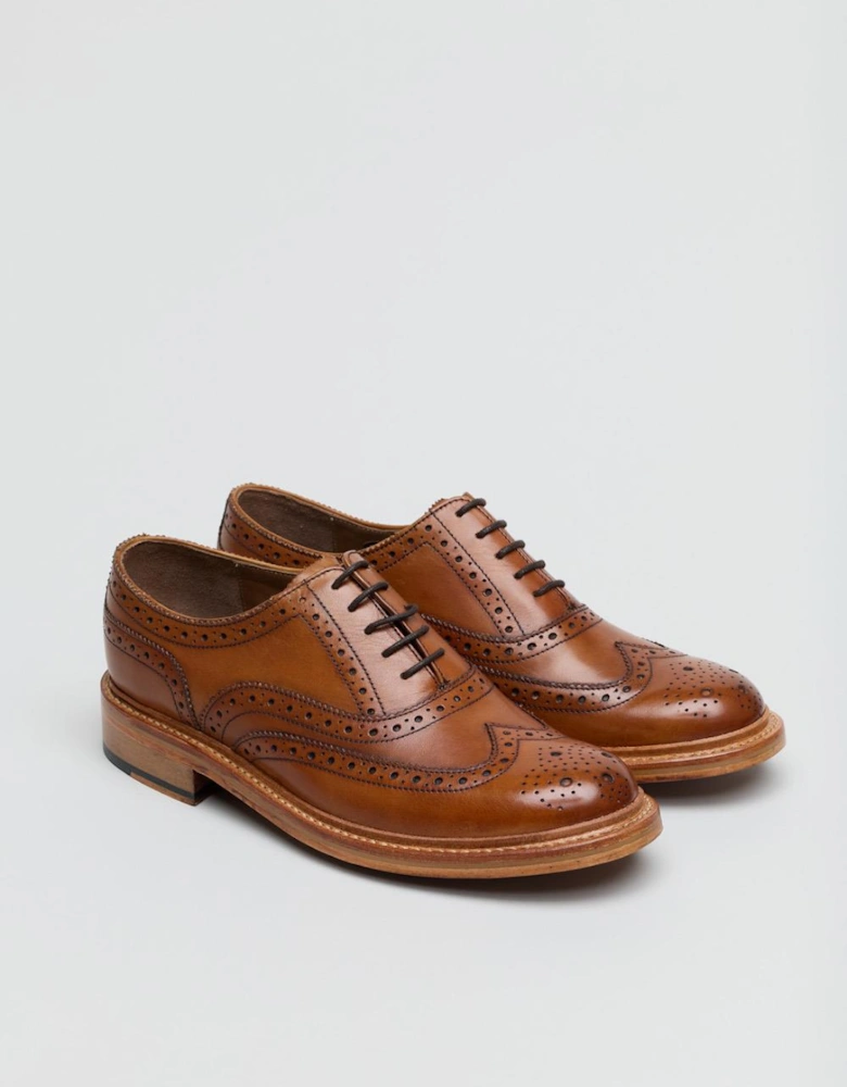 Sugarman Brogue Leather Men's Tan Lace-Up Shoes