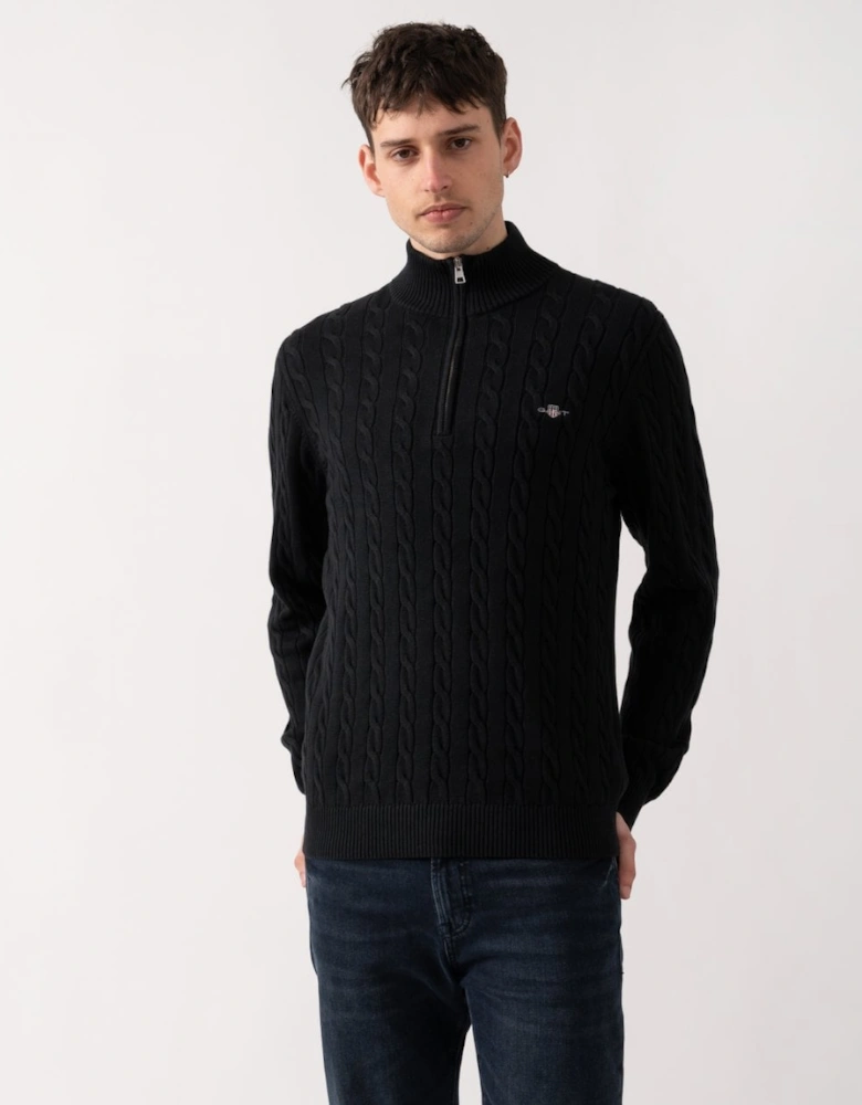 Mens Cotton Cable Half Zip Jumper