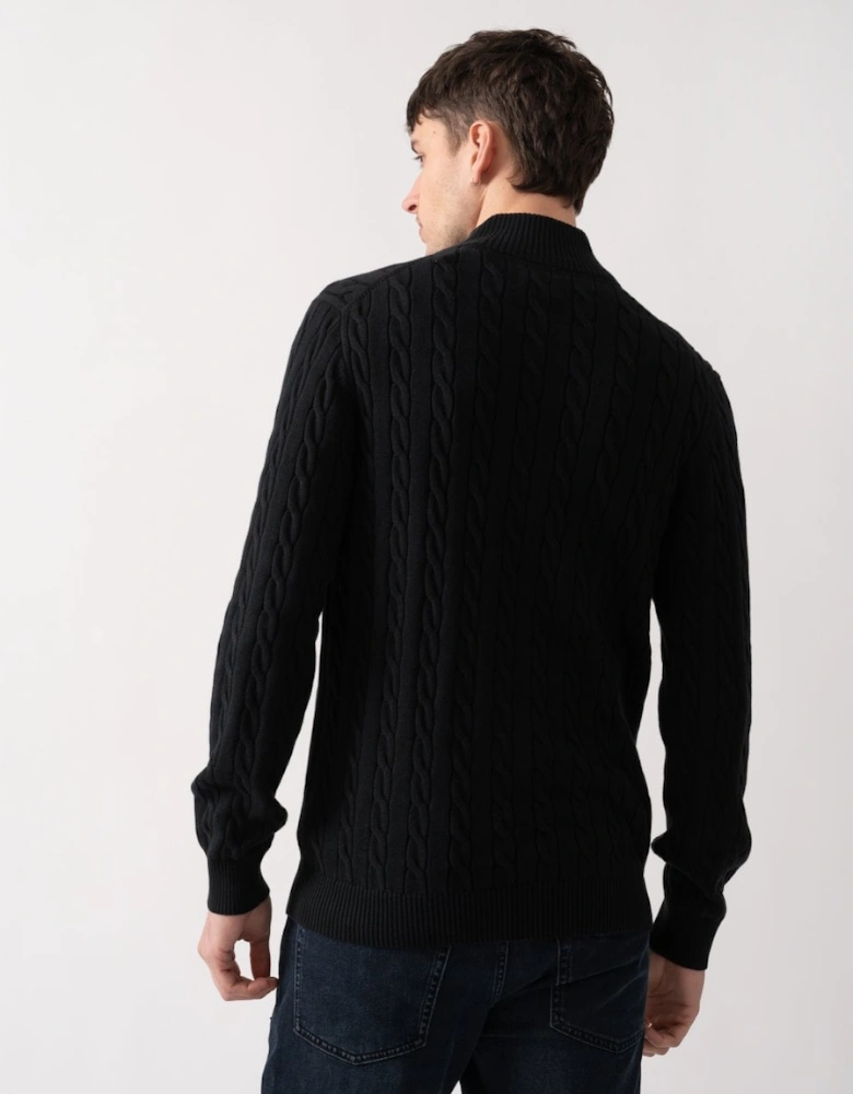 Mens Cotton Cable Half Zip Jumper