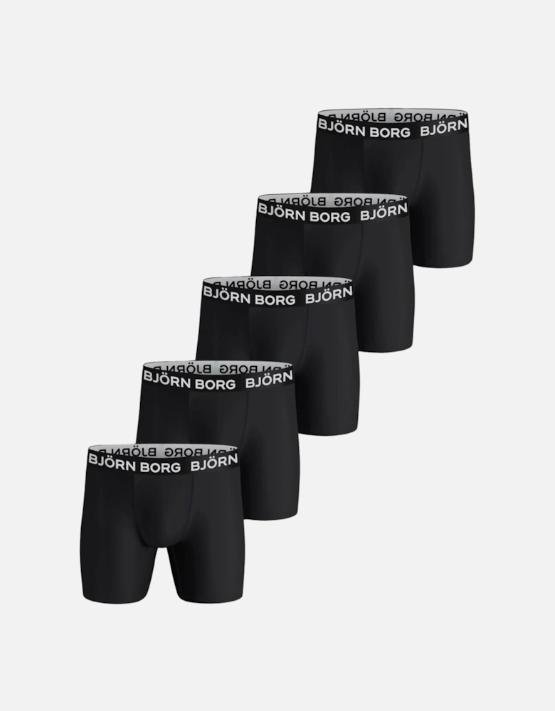 5-Pack Performance Boxer Briefs, Black