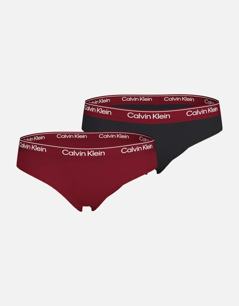 Girls 2-Pack Modern Cotton Bikini Briefs, Burgundy/Black