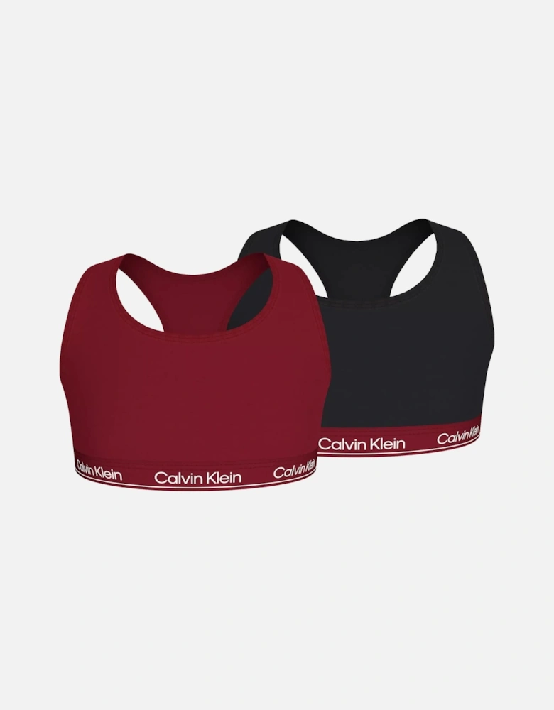 Girls 2-Pack Modern Cotton Bralettes, Burgundy/Black