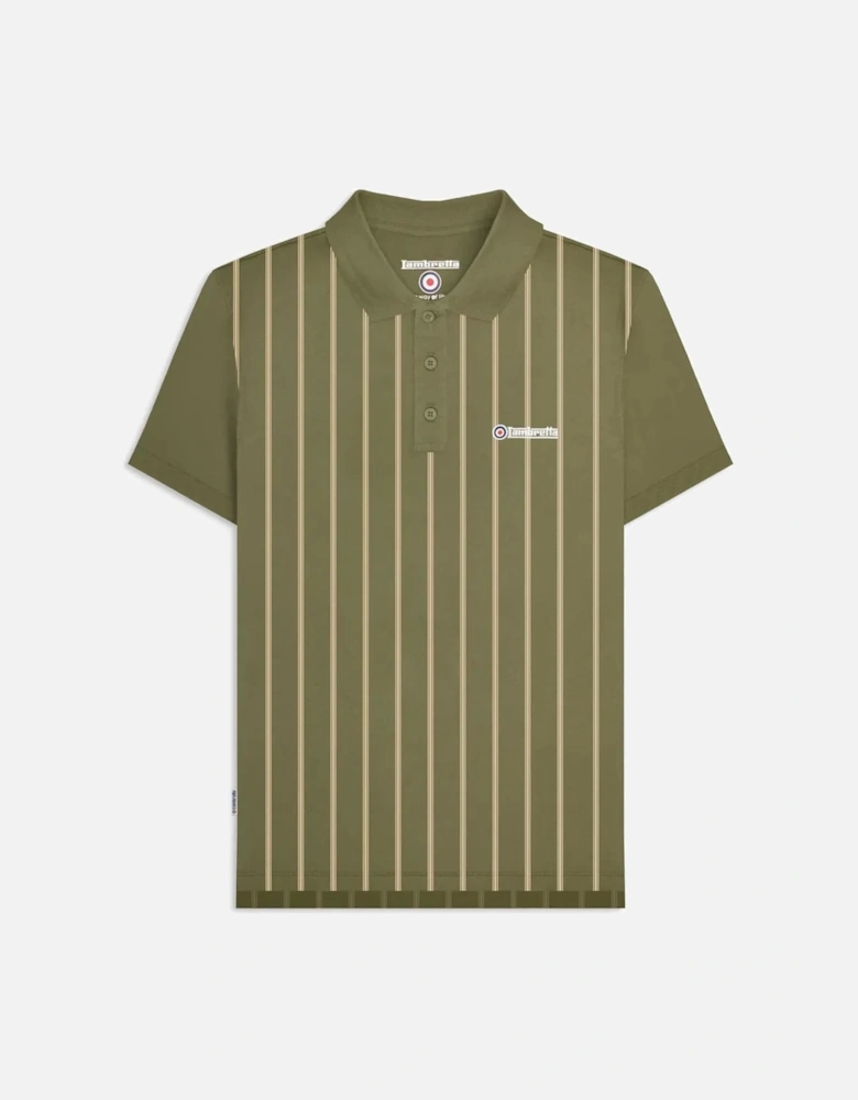 Mens Pinstripe Short Sleeve Polo Shirt