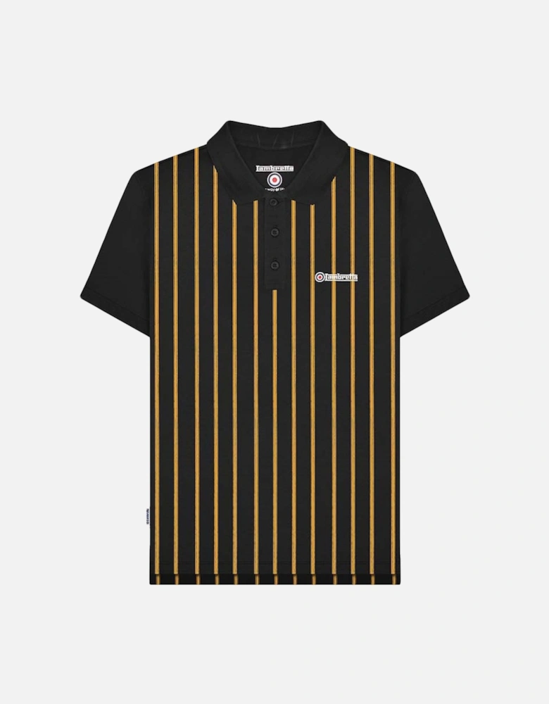 Mens Pinstripe Short Sleeve Polo Shirt